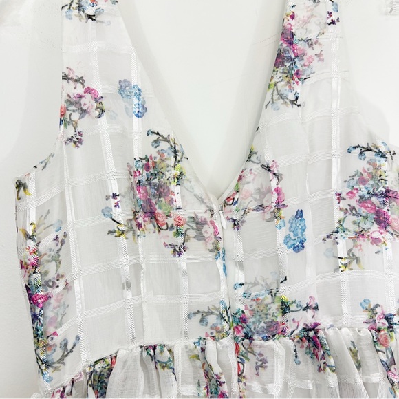 Maeve for Anthropologie Peony Garden White Floral Print Mini Dress Size 8 NWT - Picture 7 of 11